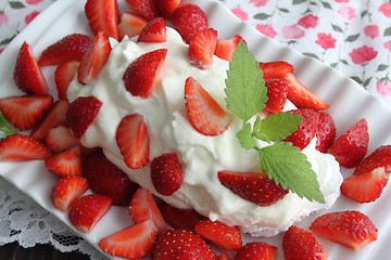 Image showing Dessert with strawberries