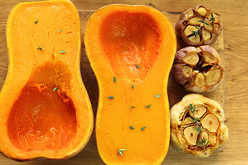 Image showing Roasted garlic and pumpkin.