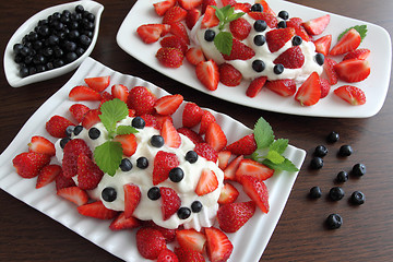 Image showing Dessert with strawberries