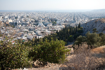 Image showing Athens view from the Pnyx hill to the sea side
