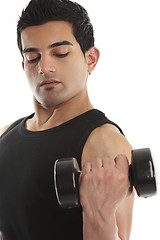 Image showing Man using lifting a hand weight