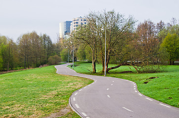 Image showing Deserted twisting foot path early in the morning