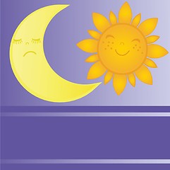 Image showing set of sun and moon, day and night