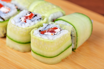 Image showing cucumber sushi rolls