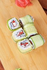 Image showing cucumber sushi rolls