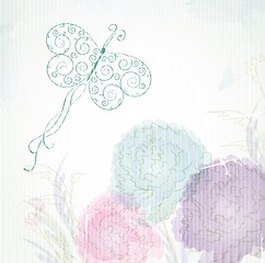 Image showing Floral card with butterflies