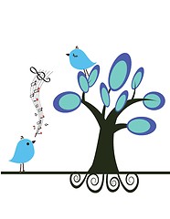 Image showing Cute blue birds on the love date