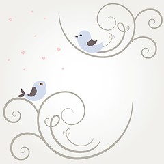 Image showing Cute greetings card with birds on a swing