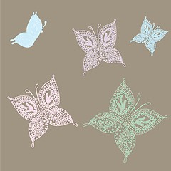 Image showing Various vector butterflies on  background
