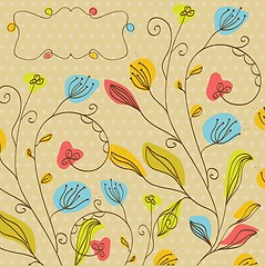 Image showing Vintage vector frame on floral background