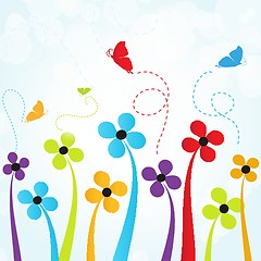 Image showing Floral card with butterflies