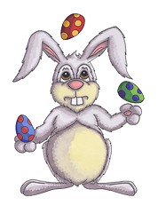 Image showing bunny juggling easter eggs