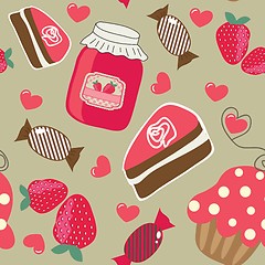 Image showing Cute vector background with small cupcake