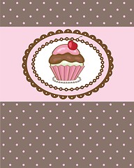 Image showing Cute vector background with small cupcake