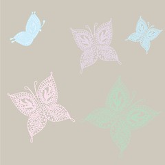 Image showing Various vector butterflies on  background