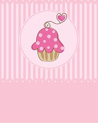 Image showing Cute vector background with small cupcake