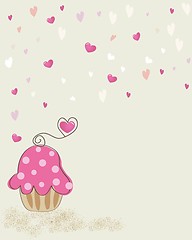 Image showing Cute vector background with small cupcake