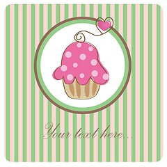 Image showing Cute vector background with small cupcake