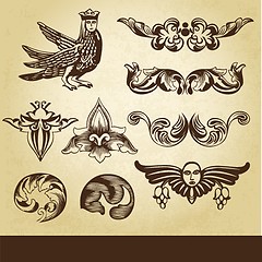 Image showing Vector set of vintage design elements