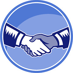 Image showing Handshake Black White Woodcut Circle