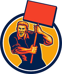 Image showing Protester Activist Union Worker Placard Sign Retro