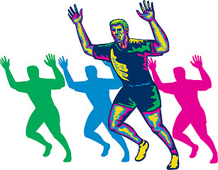 Image showing Happy Marathon Runner Running Retro