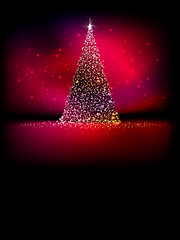 Image showing Abstract golden christmas tree on red. EPS 10