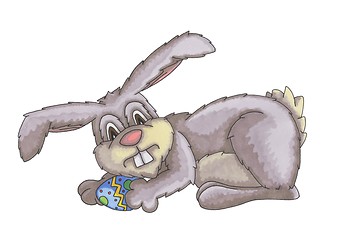 Image showing Hand drawn illustration of a easter bunny with easter egg