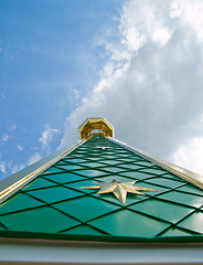 Image showing view to spire of orthodox church