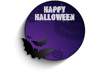 Image showing Vector - Halloween Bat Circle Frame Pumpkin Background Vector