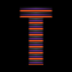 Image showing Halloween Alphabet Letters Stripe Black Orange Purple Vector