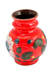 Image showing colorful clay crockery ceramic vase isolated white 