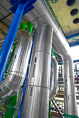 Image showing Industrial pipes in a thermal power plant