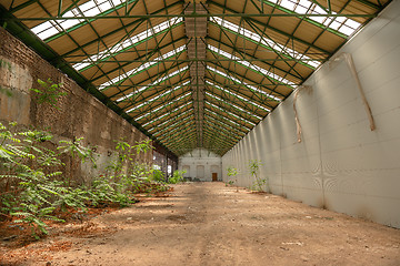 Image showing Abandoned industrial interior with bright light