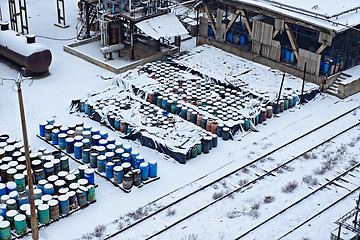 Image showing Chemical waste dump with a lot of barrels