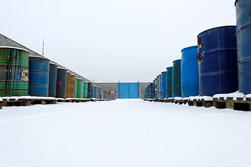 Image showing Chemical waste dump with a lot of barrels