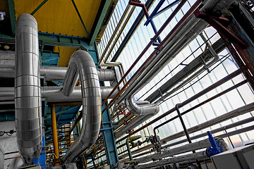 Image showing Industrial pipes in a thermal power plant