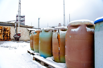 Image showing Chemical waste dump with a lot of barrels