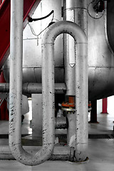 Image showing Industrial pipes in a thermal power plant