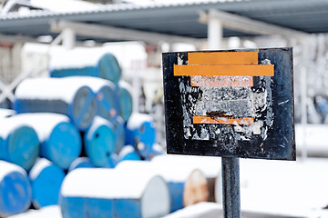 Image showing Chemical waste dump with a lot of barrels