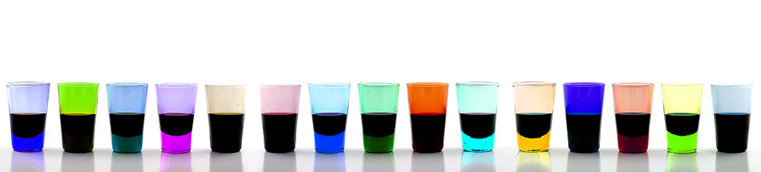 Image showing Long Line of Drinking Glasses