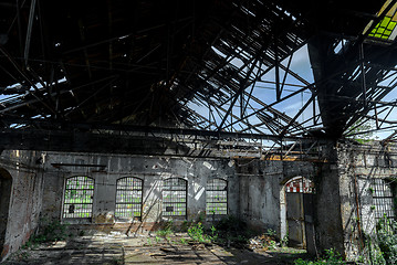 Image showing Abandoned industrial interior with bright light