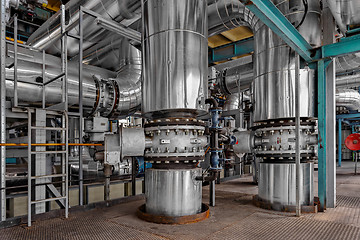 Image showing Industrial pipes in a thermal power plant