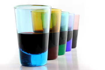 Image showing 5 Drinking Glasses at an Angle