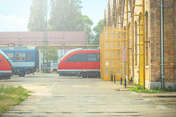 Image showing Fast and modern train parking in the garage