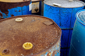 Image showing Chemical waste dump with a lot of barrels