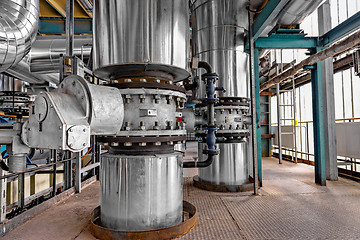 Image showing Industrial pipes in a thermal power plant