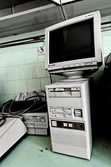 Image showing Old vintage computer in laboratory