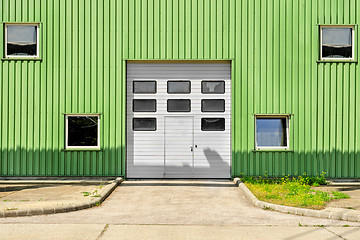 Image showing Large industrial door on a warehouse