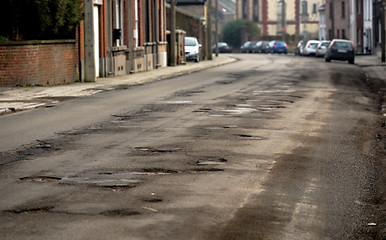 Image showing Damaged car road with a lot of cracks